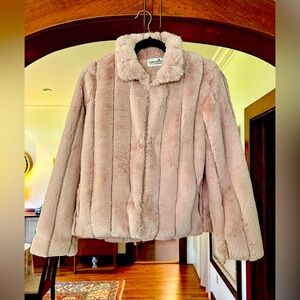 Blush faux fur jacket new with tags from small boutique